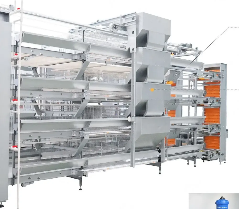 BOJAY H-Type Layer Cage System, 8 Birds per Door, 3 to 8 Tiers