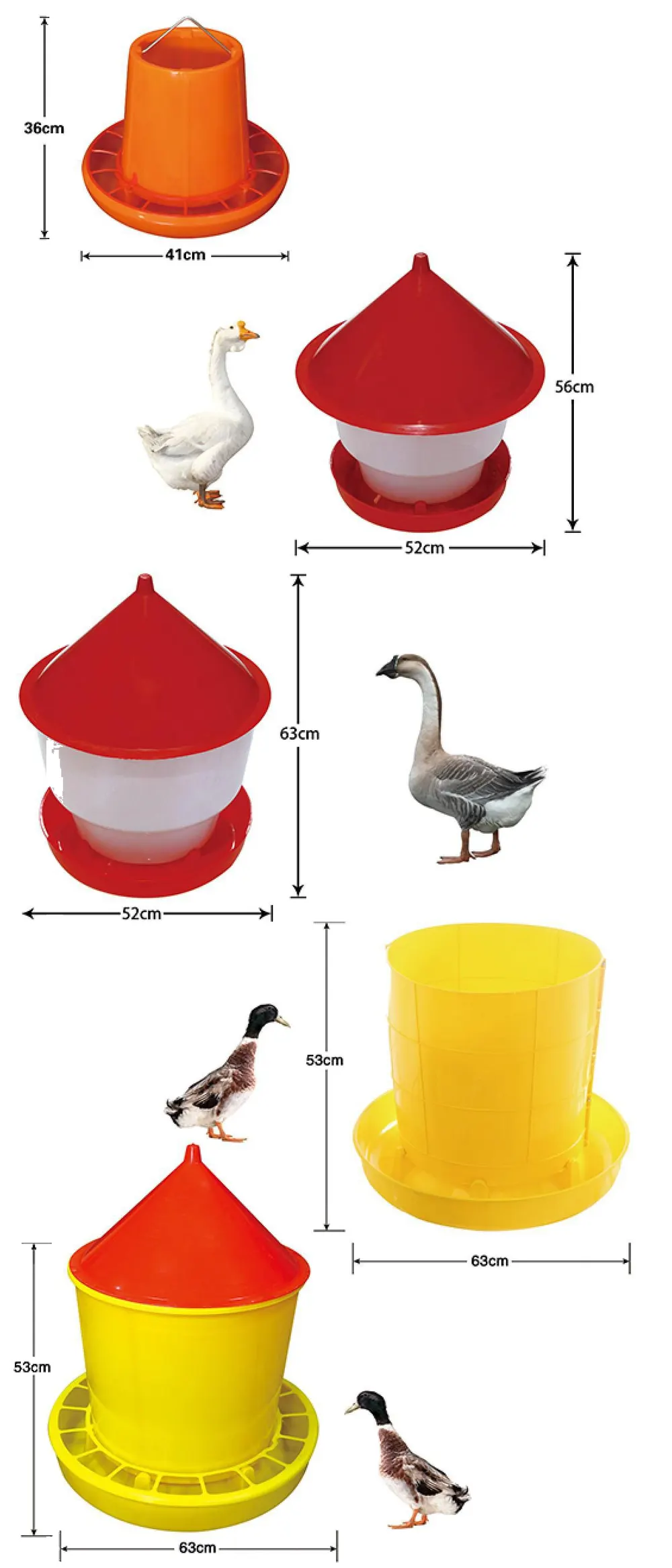 BOJAY Large Feeders for Chickens, Ducks and Geese, 10 kg to 40 kg (FTN-101 to FT13A)