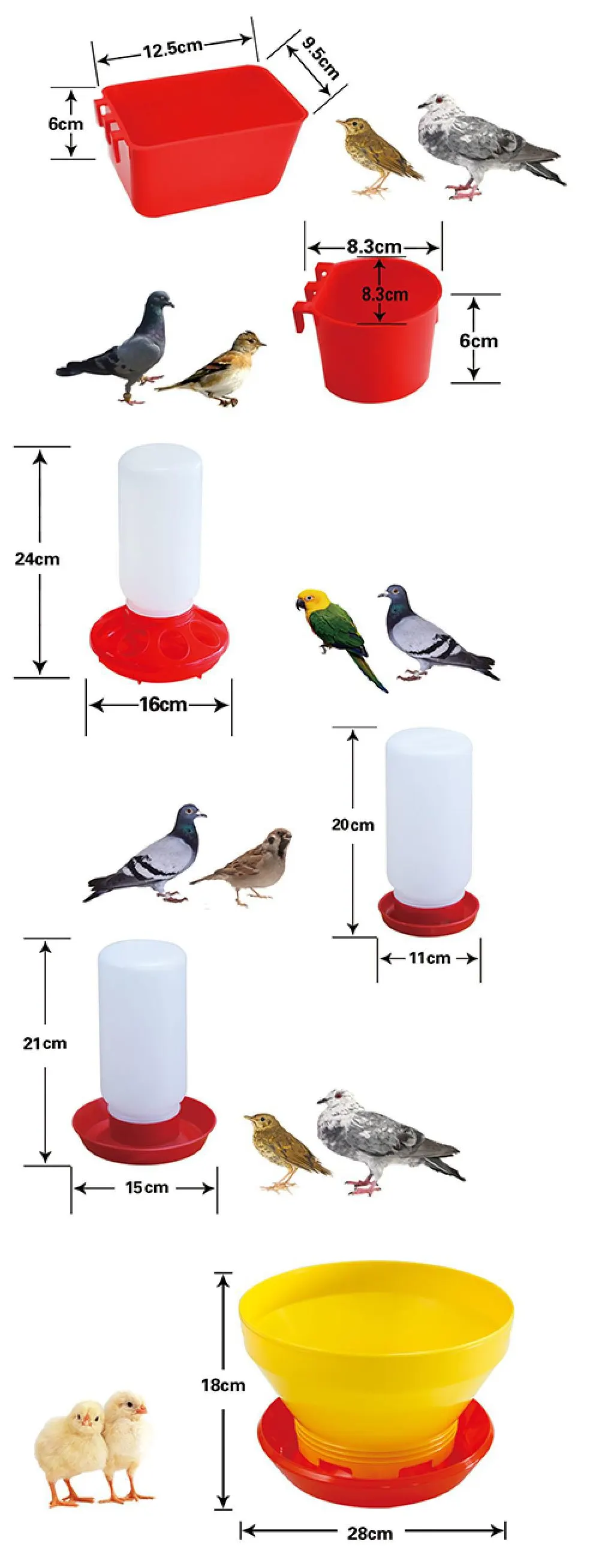 BOJAY Small Bird, Pigeon and Chick Feeders (AA-2 to AA-8)