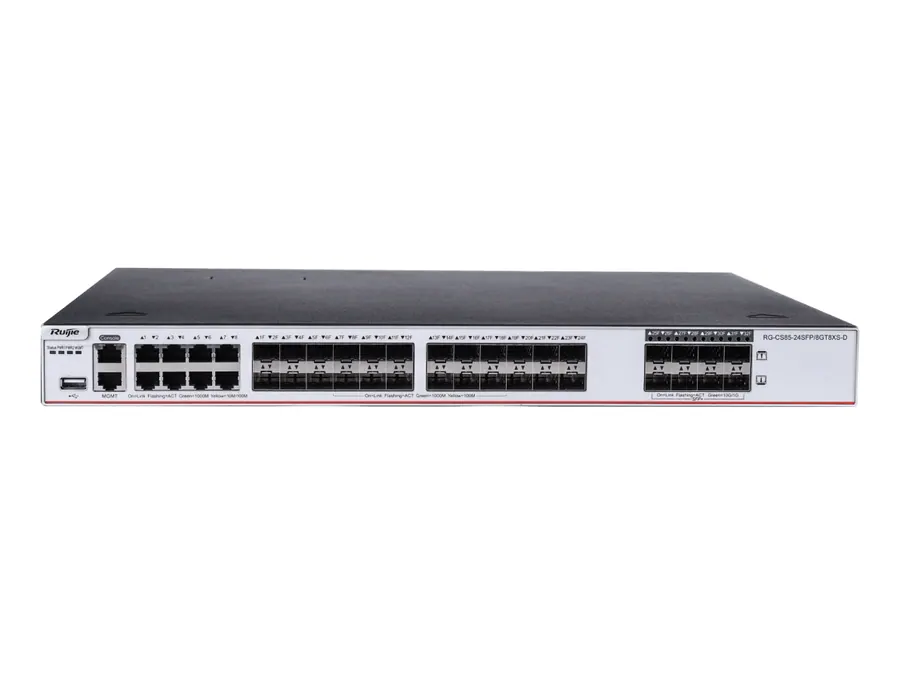 RG-CS85-24SFP/8GT8XS-D 24-Port 1GE SFP Layer 3 Enterprise-Class Core or Aggregation Switch, 8-Port 10GE Uplink