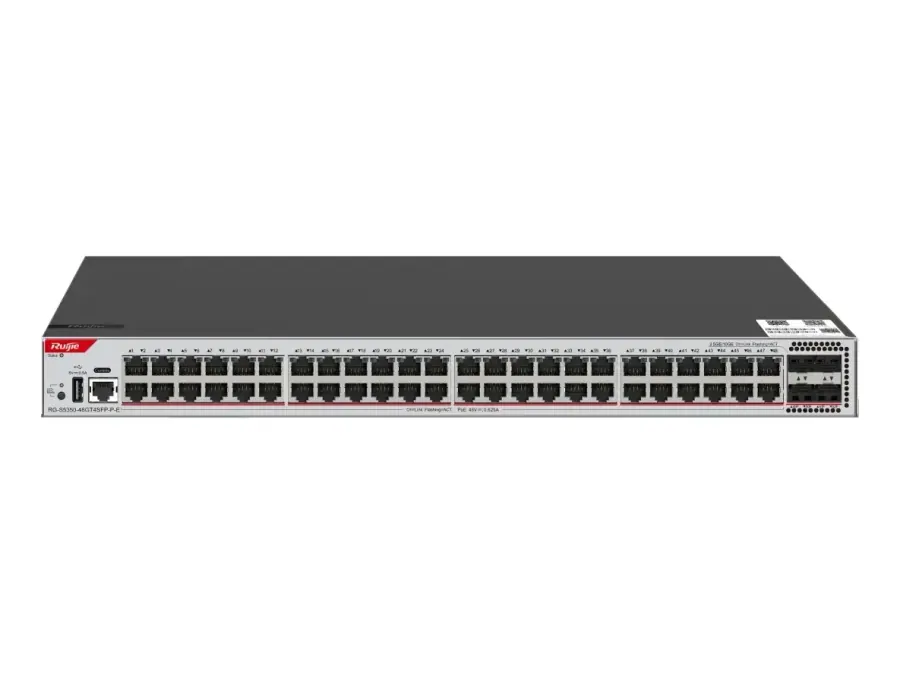 RG-S5350-48GT4SFP-P-E 48-Port GE Layer 3 Managed Access Switch with PoE+, 4-Port 1GE Uplink