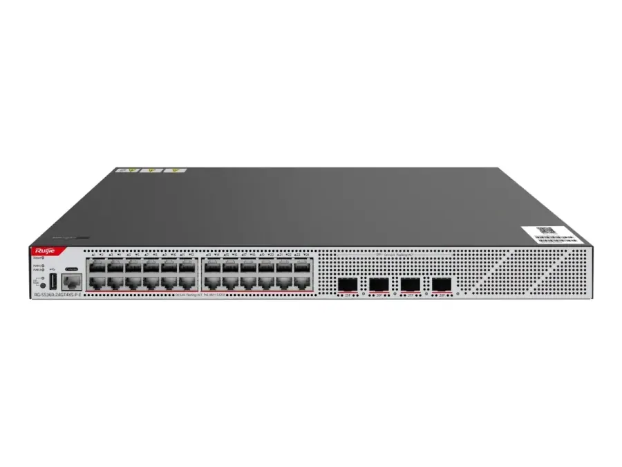 RG-S5360-24GT4XS-P-E 24-Port GE Layer 3 Managed Access Switch with PoE+, 4-Port 10GE Uplink