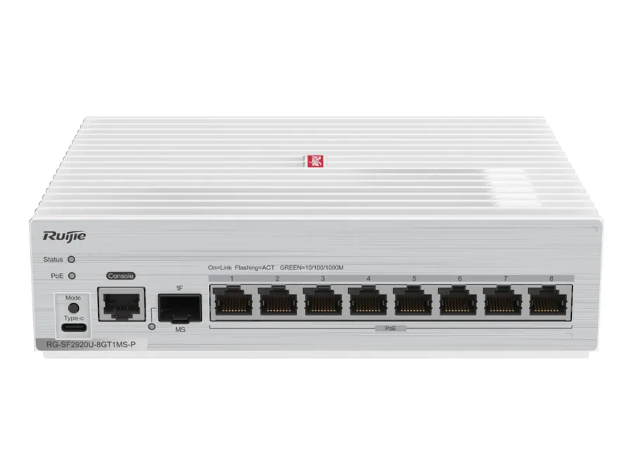 RG-SF2920-8GT2MG2XS 8-Port GE All-Optical Switch, 2 x 2.5G Electrical Ports (Backward Compatible)