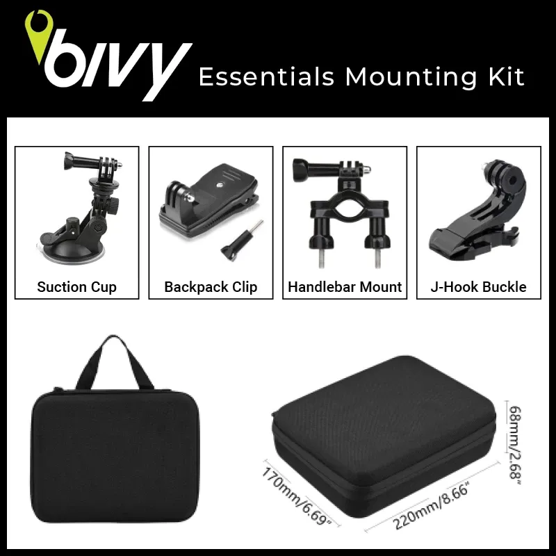 ACR Bivy Essential Mounts Kit (suction cup, handlebar mount, backpack clip and case)