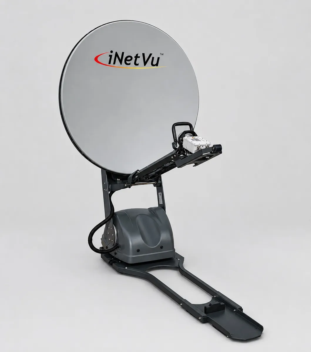 C-COM iNetVu Ka-98G 98 cm auto-acquire Ka-band driveaway antenna for Gilat and iDirect modems (optional pod)