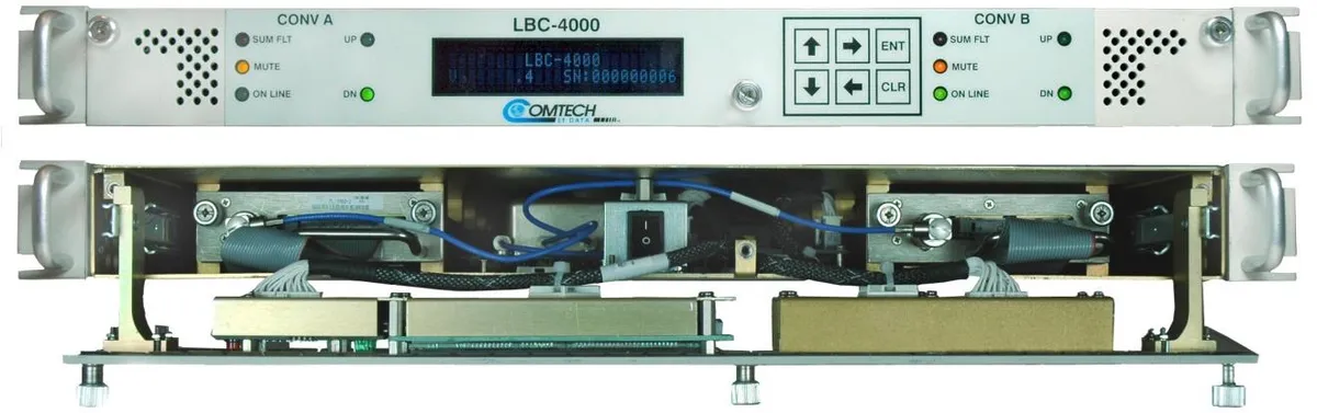 Comtech LBC-4000 and LBC-4000-ST L-band to 70 MHz (140 MHz optional) Up/Down Converter System, 1RU