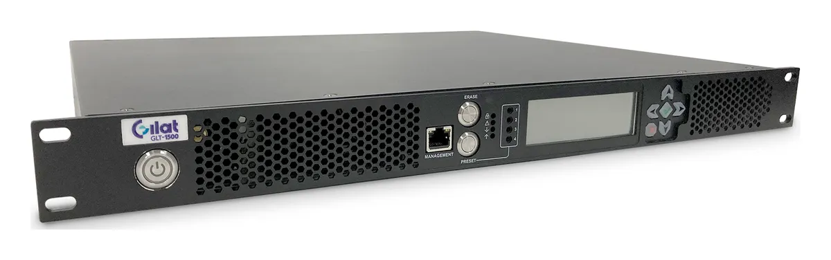 Gilat GLT 1500 Multi-Service SDR Satellite Modem (SCPC DVB-S2X/ASCM and SkyEdge IV, over 500 Mbps aggregate, 1U)