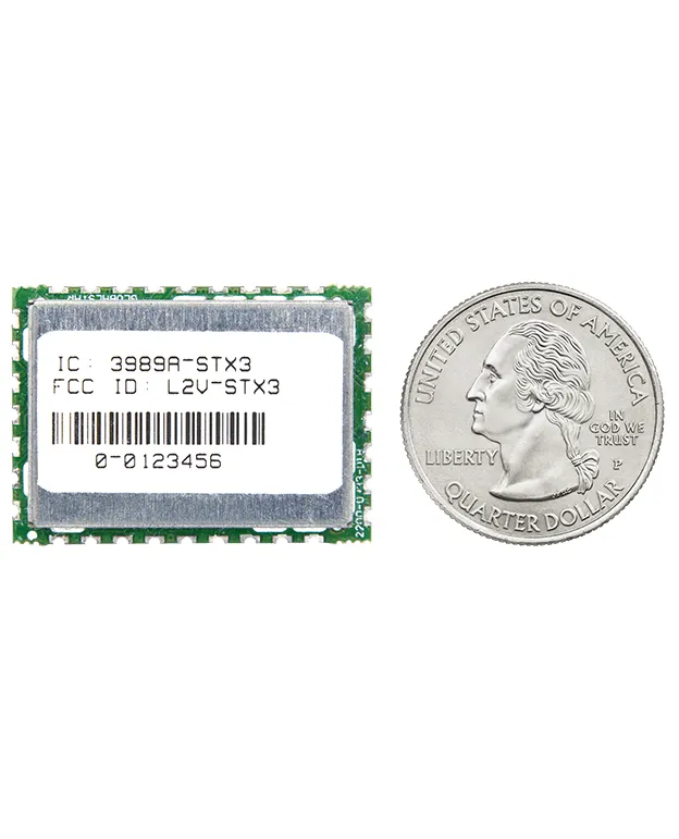 Globalstar STX3 One-Way Satellite Transmitter Module (surface mount, 28.7 x 20.6 mm, 4 g)