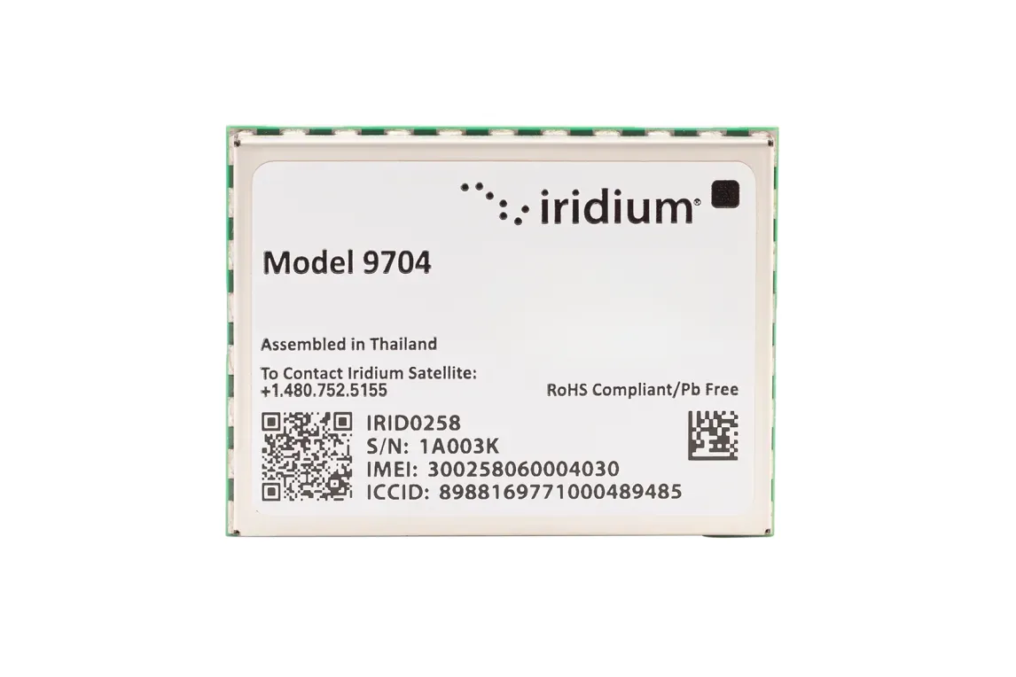 Iridium Certus 9704 Module, Iridium Messaging Transport (IMT) satellite module, messages up to 100 KB (31.5 x 42 x 3.8 mm)