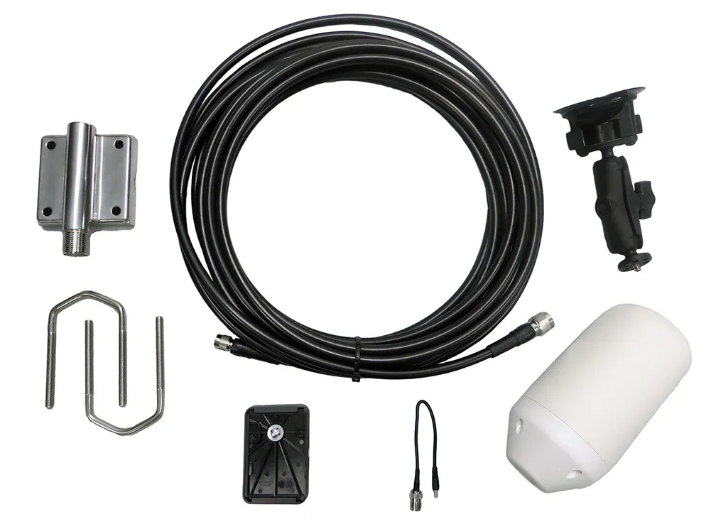 Iridium GO! Fixed Installation Kit - passive omnidirectional antenna, 12 m cable, stainless steel and RAM mounts, IEC 60945 marine certified