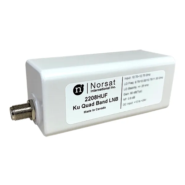 Norsat 2000 Series Dual-Band Ku-Band PLL LNB, 0.8 dB typical noise figure, 13 V / 18 V band select, IP66