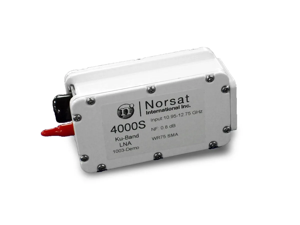 Norsat 4000 Single-Band Ku-Band LNA, 10.70-12.75 GHz, 0.8 dB maximum noise figure, IP67