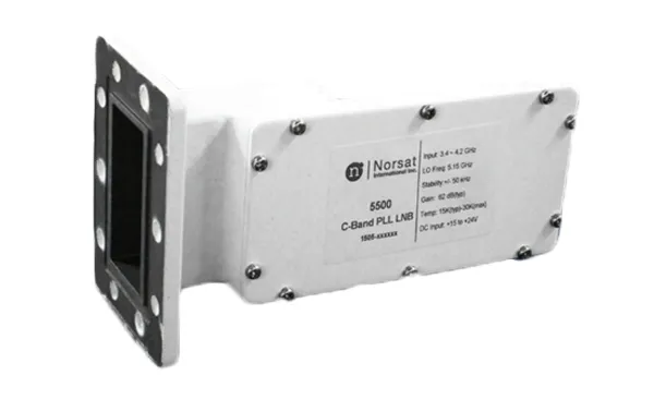 Norsat 5000 Series C-Band Single-Band PLL LNB, 3.40-4.20 GHz input, 15 K typical noise, IP67