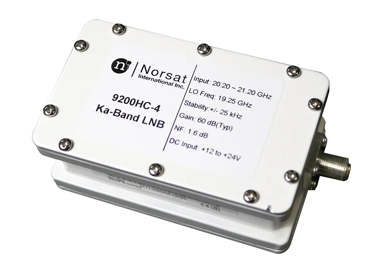 Norsat 9500 Series Ka-Band Single-Band PLL LNB, 17.20-22.20 GHz in 1 GHz sub-bands, 1.5 dB typical noise