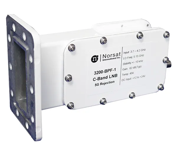 Norsat C-Band 5G Rejection PLL LNB with Band Pass Filter, 3000-BPF Series, 37 K typical noise
