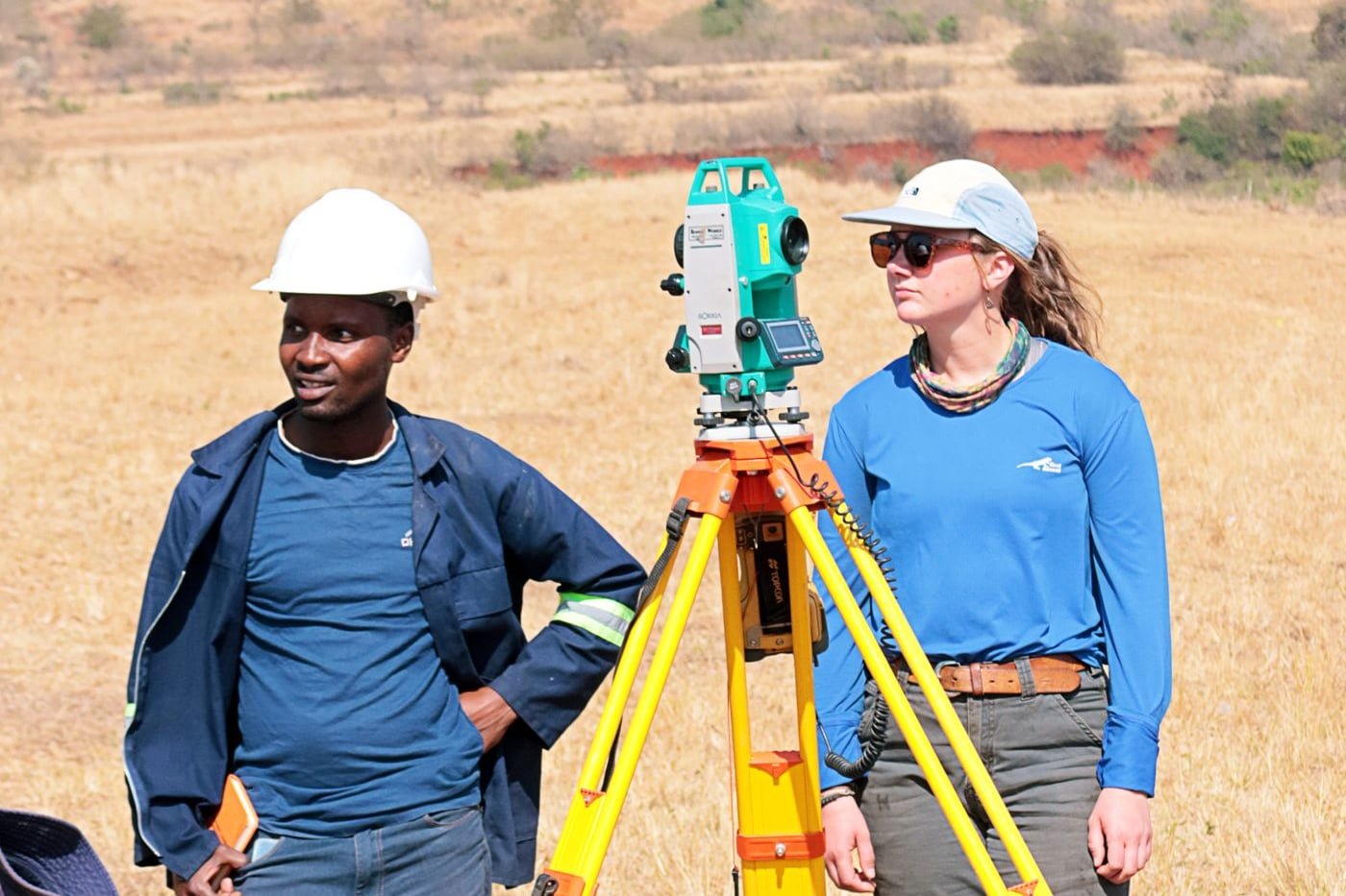 Surveyor setting out a site